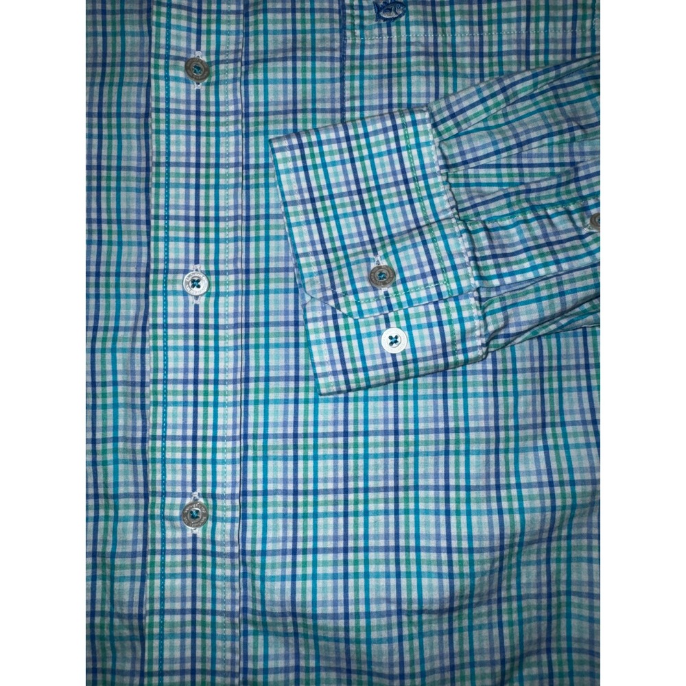 Southern Tide Mens Large Plaid Button Down Shirt Teal Blue Purple Skipjack - Picture 6 of 7